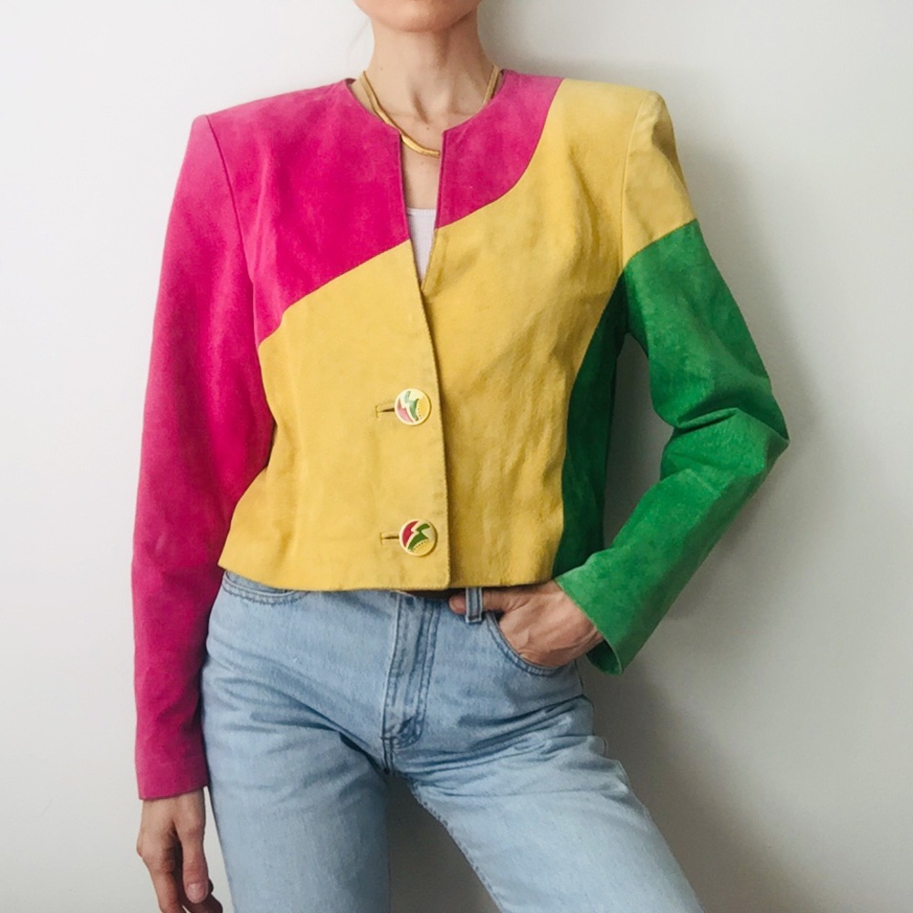 Vintage Danier Suede Colorblock Jacket Small